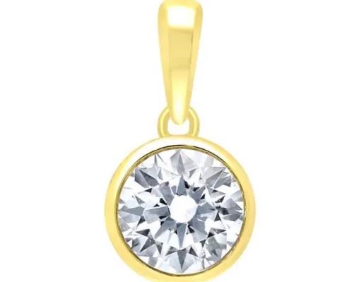 9K Yellow Gold 0.25ct HI I1 DIAMOND BEZEL PENDANT