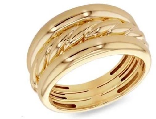 9K Yellow Gold WIDE ROPE RING