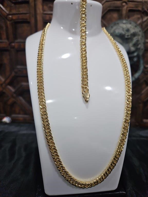 18KGF/Italy Stamped Set   Solid Heavy Yellow Gold Filled  Chain & Bracelet