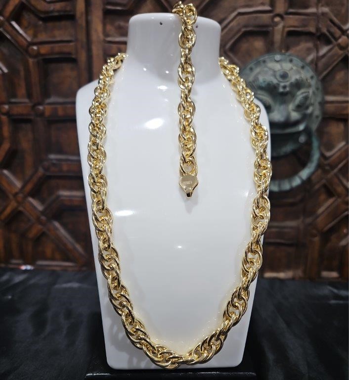 18KGF/Italy Stamped Set   Solid Heavy Yellow Gold Filled  Chain & Bracelet
