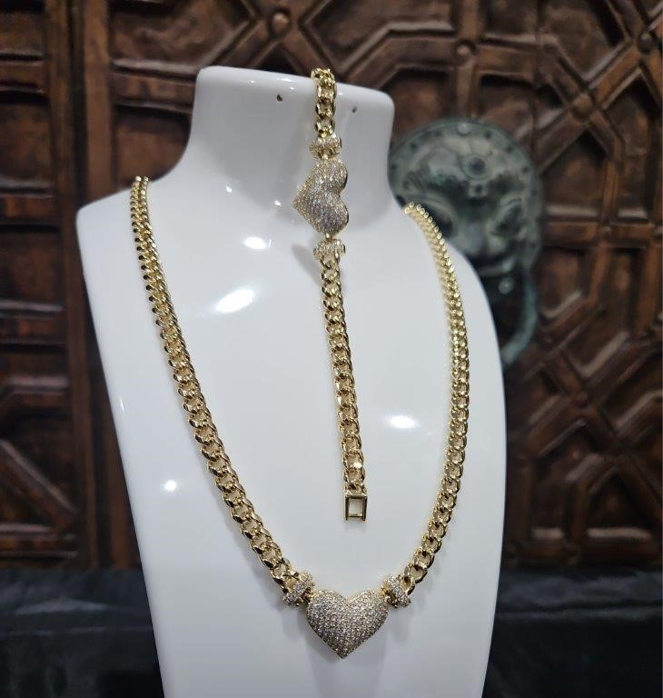 18KGF/Italy Stamped Set   Solid Heavy Yellow Gold Filled  Chain & Bracelet