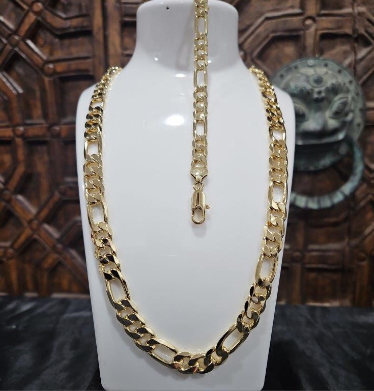 18KGF/Italy Stamped Set   Solid Heavy Yellow Gold Filled  Chain & Bracelet
