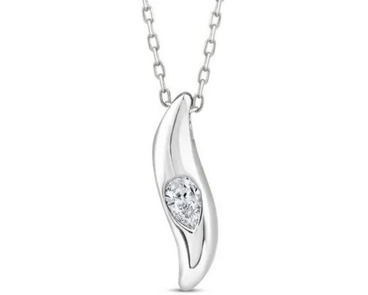 9K WHITE GOLD 0.12ct F VS LAB DIAMOND PEAR NECKLACE 40-45cm