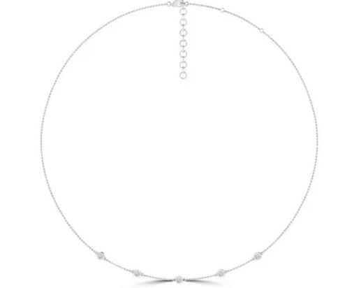 9K WHITE GOLD 0.25CT HI I1 DIAMOND NECKLACE 45+5cm