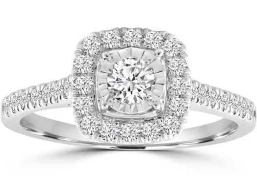 9K WHITE GOLD 0.5CT HI I1 DIAMOND RING