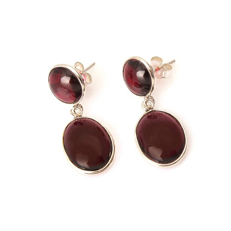24 Cts Garnet Handcrafted 925 Sterling Silver Gemstone Drop Earrings