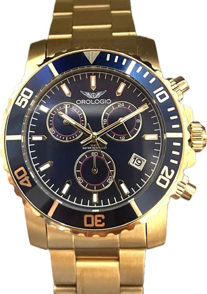 RRP 2500A$ Orologio Monza Swiss Chronograph 43mm Gold-Plated Men’s Watch