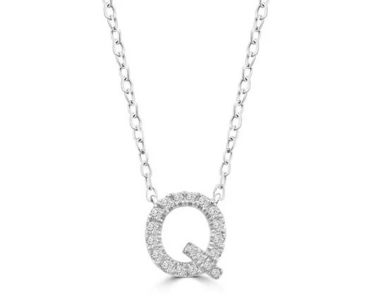 9K WHITE GOLD 'Q' 0.09 HI I1 DIAMOND NECKLACE 40+5cm