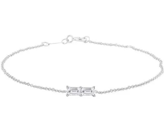 9K WHITE GOLD 0.06CT HI I1 DIAMOND Bracelet 17+2cm