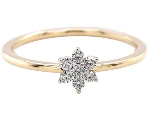 9K Yellow Gold 0.09ct HI SI DIAMOND FLOWER RING