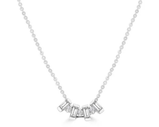 9K WHITE GOLD 0.10ct HI I1 DIAMOND NECKLACE 40+5cm