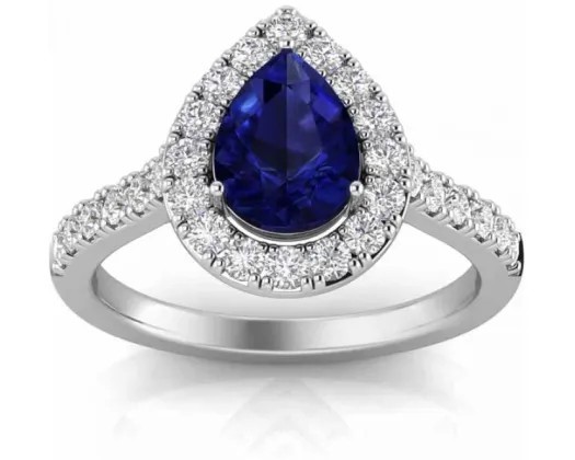 EXC 18K WHITE GOLD 0.50ct HI I1 DIAMOND SAPHRE RIN