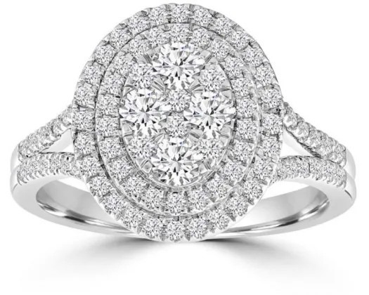 18K WHITE GOLD 1.00CT HI I1 DIAMOND RING