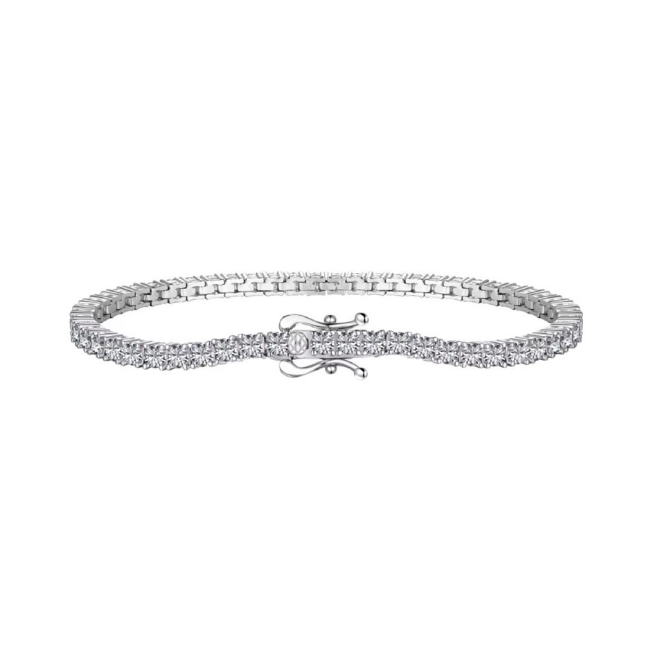 2mm Simulated Diamonds 925 Sterling Silver Tennis Bracelet-16cm