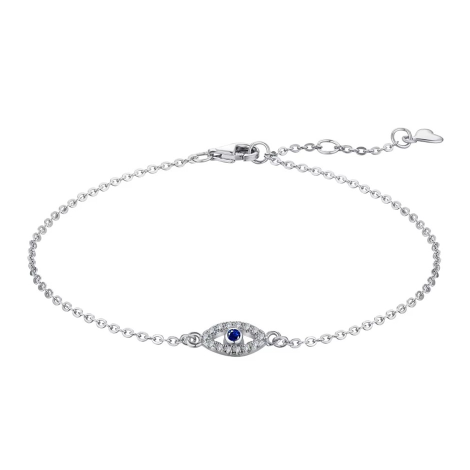 Evil Eye Simulated Diamonds 925 Silver Tennis Bracelet