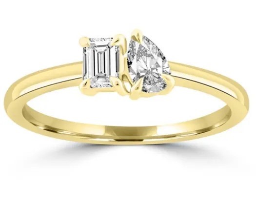 9K Yellow Gold 0.52ct HI I1 DIAMOND TOI ET MOI RING