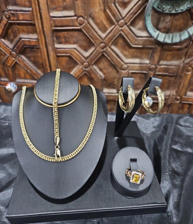 4pcs x 18KGold-filled/Italy Stamped Yellow Gold Filled Chain & Ring