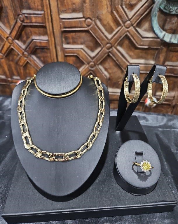 3pcs x 18KGold-filled/Italy Stamped Yellow Gold Filled Chain & Ring