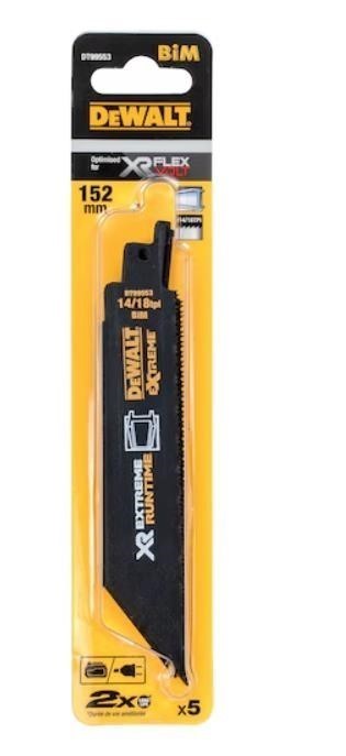 2 Packs of 5 x DEWALT XR FLEXVOLT Metal Reciprocating Blades Set 152mm 14/1