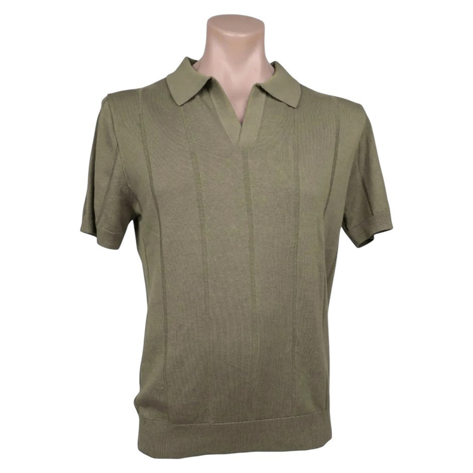 SABA Men's Knit Polo, Size XL, 100% Cotton, Olive, AG2124. Buyers Note - D