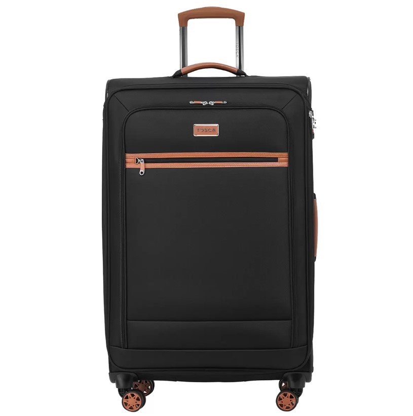 TOSCA Park Avenue Softside Luggage Case, Black Tan, Large, 78 cm. NB: Minor