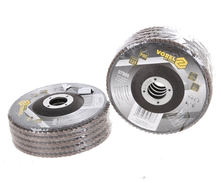 10 x VOREL Abrasive Flap Discs 125mm Grit P80.