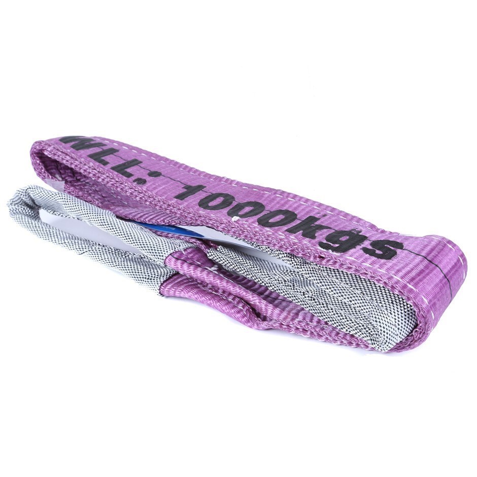 6 x Flat Webb Lifting Slings, WLL 1,000kg x 1M (With Test Cert).