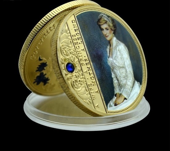 Princess Diana Gold Plated Coin w/ Blue Crista
