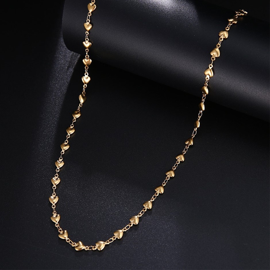 Classic Stainless Steel "Love Heart" Necklace - 60cm (yellow)