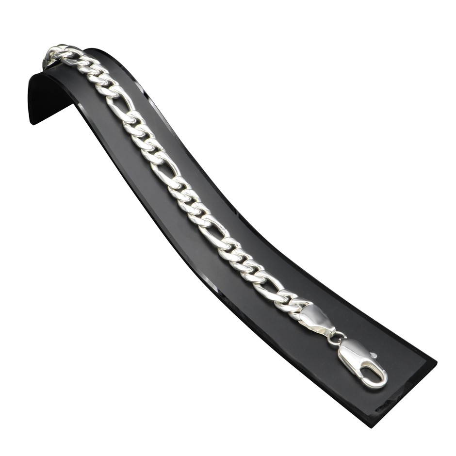 925 Sterling Silver Plated Figaro Bracelet - DEMO