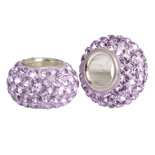 Silver Spinner Pendant 80+ Crystals - Light Purple - FITS PANDORA BRACELET