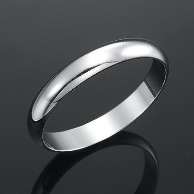 Rhodium Plated Men's Band Ring (4mm) - US Size 13