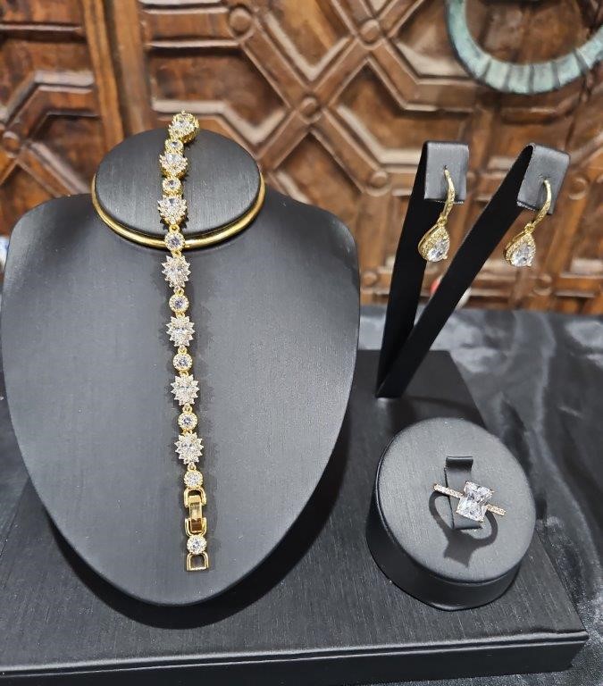 3pcsx18KGoldFilled/Italy Stamped Yellow Bracelet & Ring & Earring-