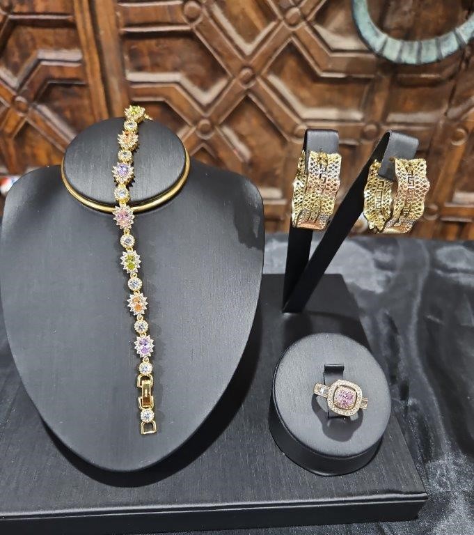 3pcsx18KGoldFilled/Italy Stamped Yellow Bracelet & Ring & Earring-