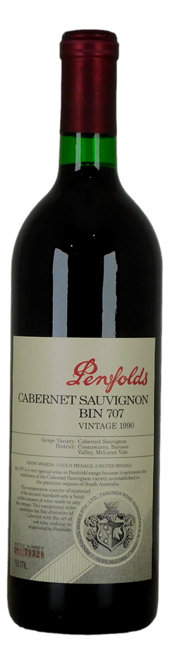 Penfolds `Bin 707` Cabernet Sauvignon 1990 (1 x 750mL) SA.