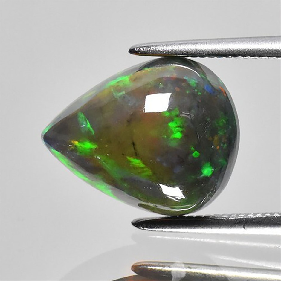 2.55ct Pear Cabochon Cut Play-of-Color Black Opal Gemstone - 1Pc