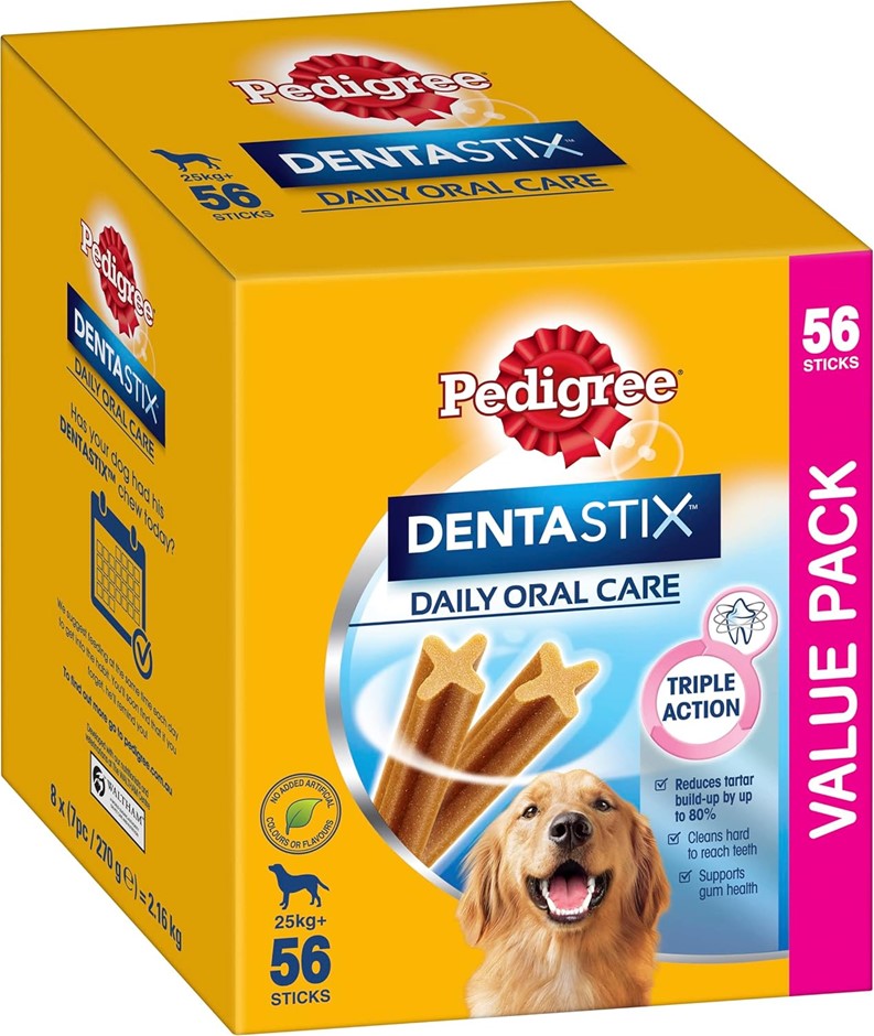 PEDIGREE Dentastix, Dog Dental Treat, Large Dog, 56 Sticks. Best Before: 14