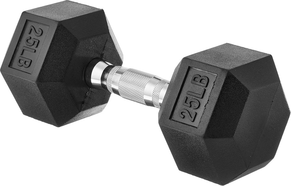 AMAZON BASICS Rubber Encased Exercise and Fitness Hex Dumbbell Hand Weight