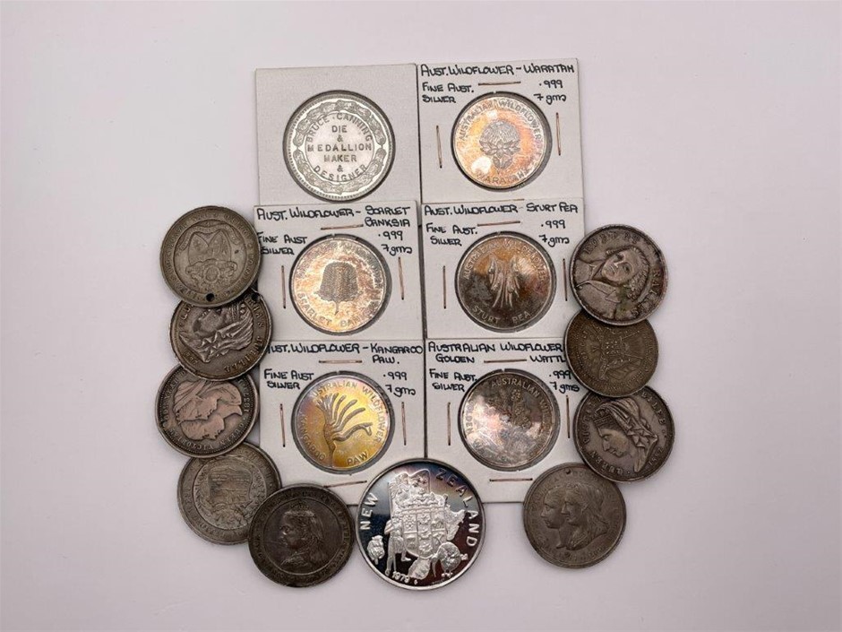Approx. 16 x Asstd Queen Victoria, Wildflower, NZ medals, C:1887-1979
