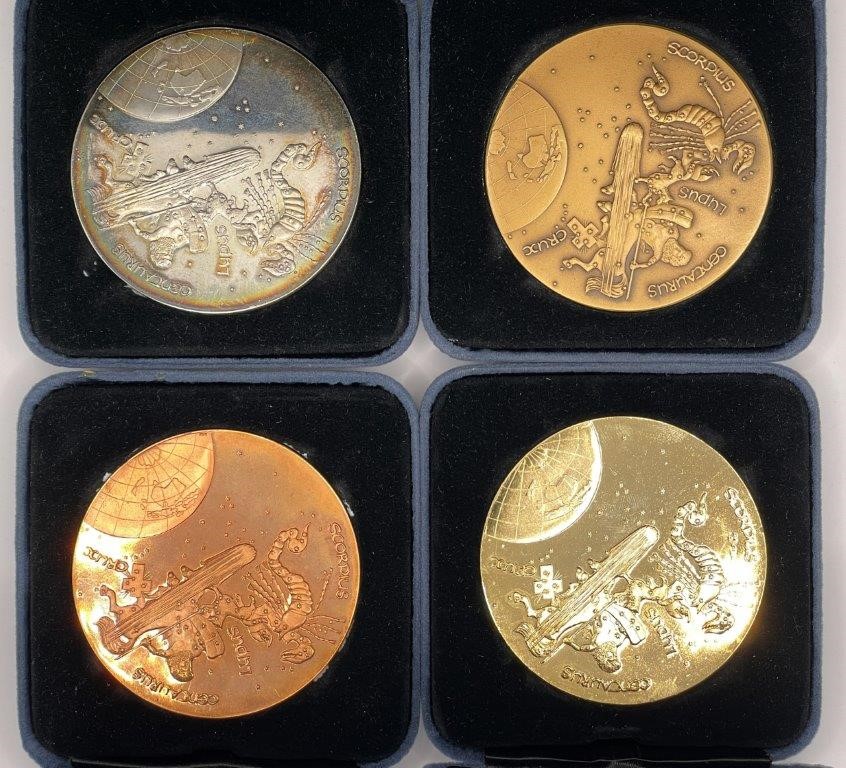 4 x 1986 Horoscope Calendar Medallions