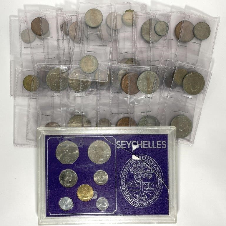Approx. 62 x Asst Seychelles, Elizabeth II, coins, C:1953-1972