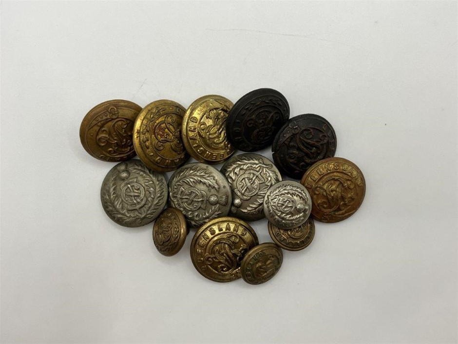 Approx. x 75 AU - QLD Military & other Uniform Buttons C:1885-1901