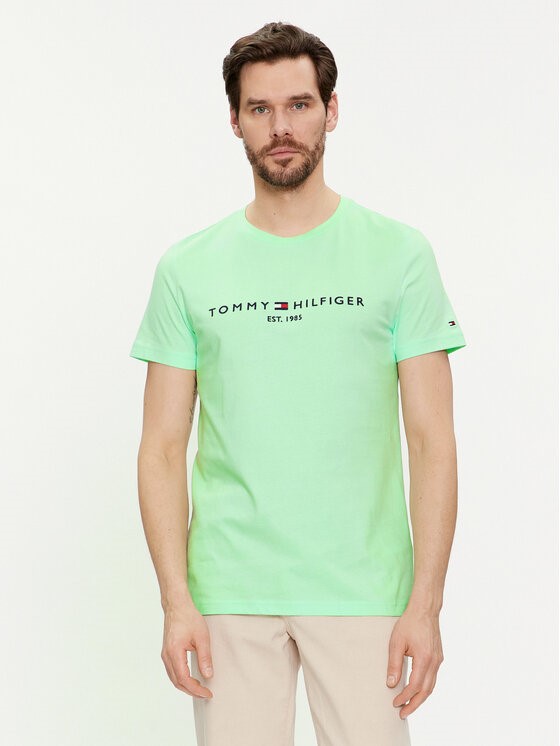 TOMMY HILFIGER Logo Tee, Size M, Mint Gel (LXZ), MW0MW11797. RRP: $69.95. N