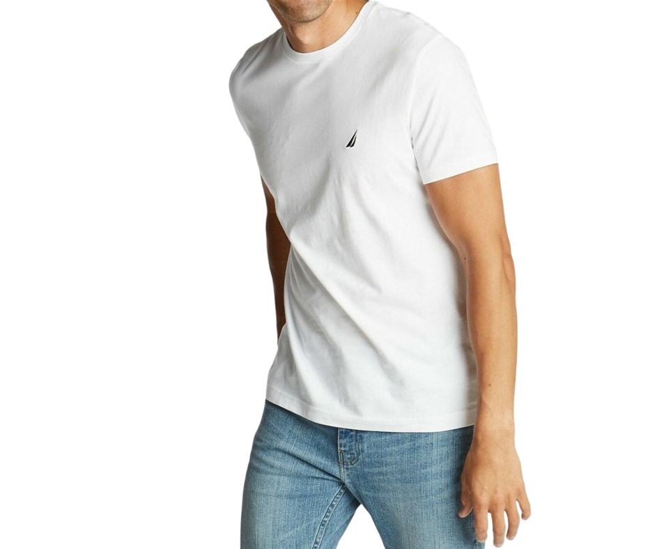 2 x NAUTICA Men's Kyson Tees, Size S, 100% Cotton, White (908), N1K01974.