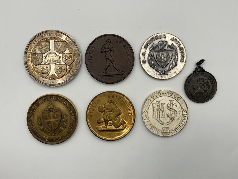 7 x AU Historical Sport Medals, Boxing & Wrestling Assn. 1955/1960