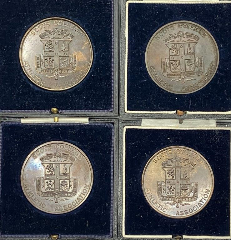4x Scots College Athletic Assn Medals awarded to A.J.Corbett C:1920-22