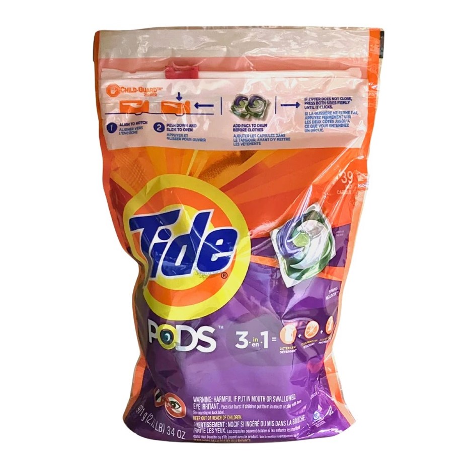 2 x Pack of 39pc TIDE Pods 3-in-1 Capsules, Total 971g, Spring Meadow.