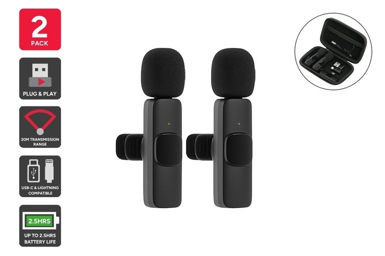 KOGAN Wireless Lavalier Lapel Mic (2 Pack).