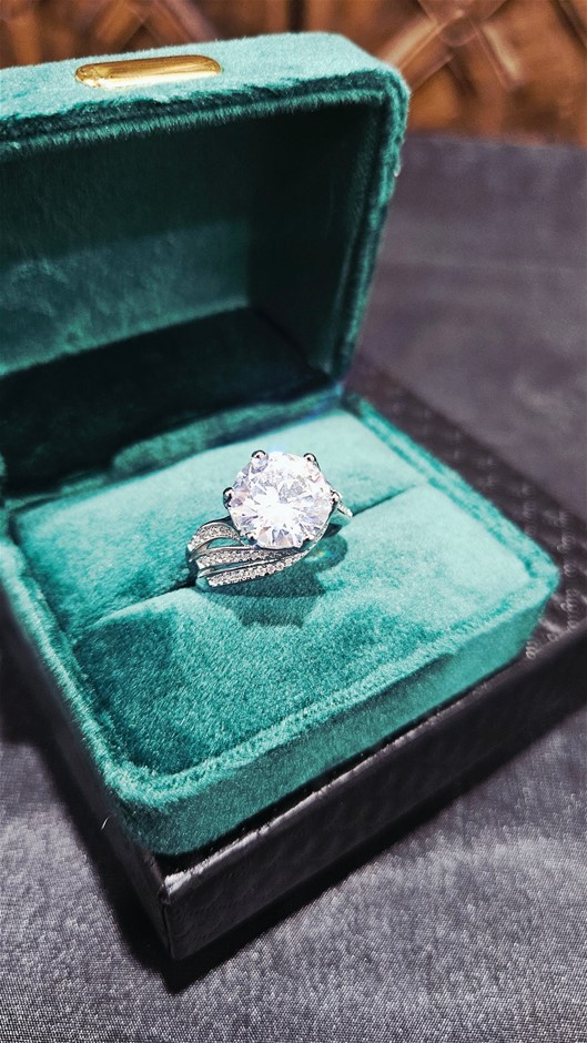 5.0ct GRA Moissanite White Brilliant Cut Ring