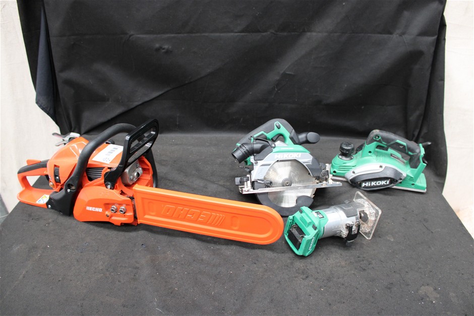 Assorted Hikoki Power Tools and Echo Chainsaw